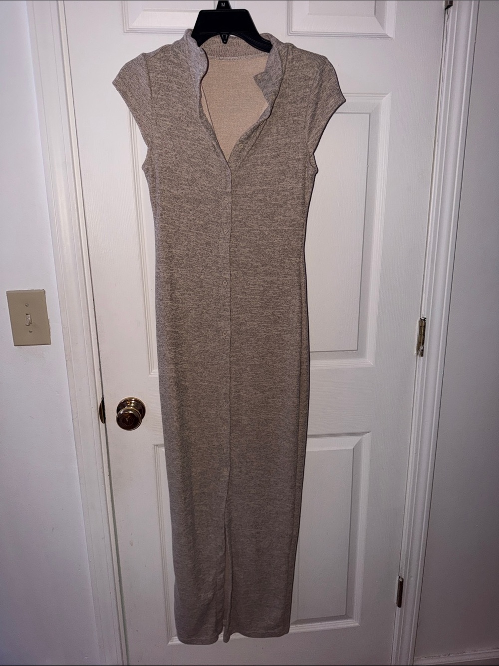 Cap Sleeve Maxi Knit Dress in Taupe
